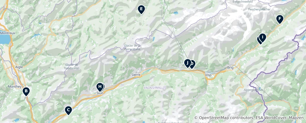 Mapa De Alps Religious Landmarks