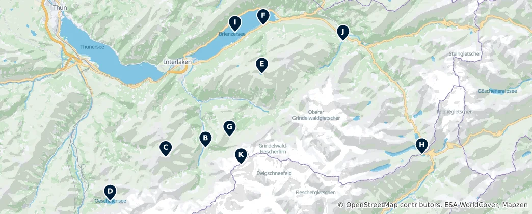 Map of Bernese Alps: Unmissable Highlights