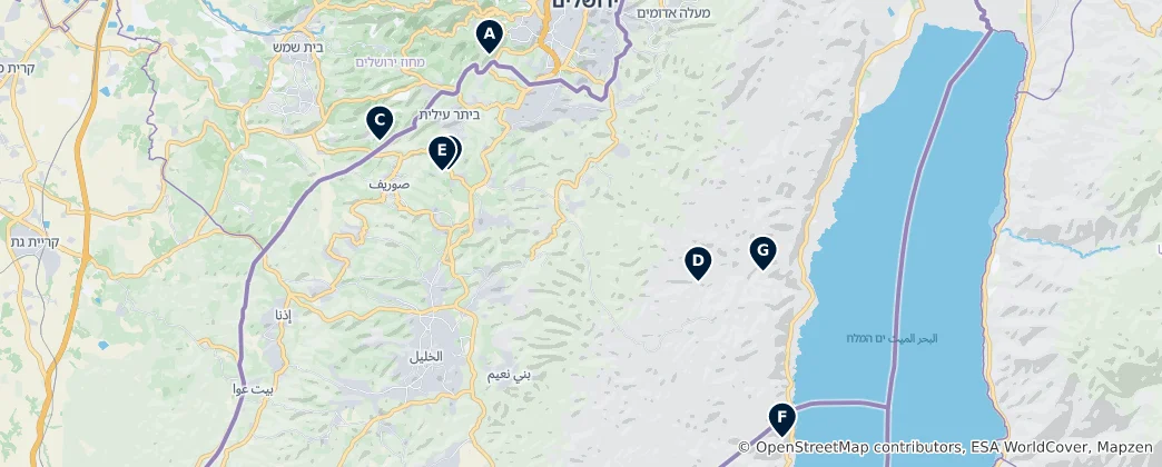 Mapa Hidden Gems of Judea and the Dead Sea