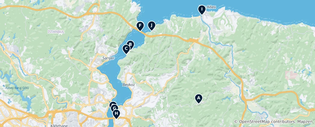 Mappa di Beykoz Unmissables