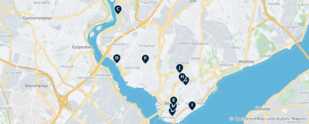 Mapa Historic and Cultural Istanbul