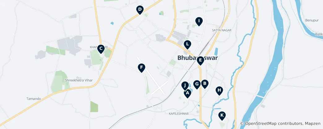 Kaart van Bhubaneswar Essentials