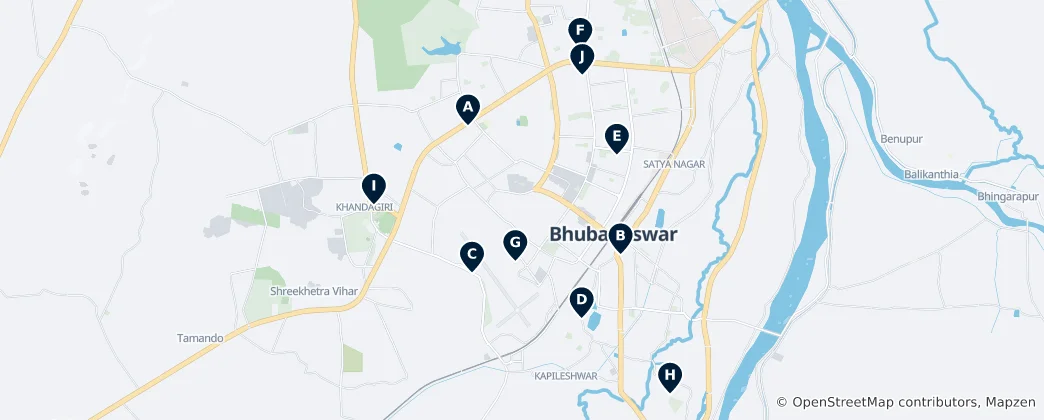 Map of Bhubaneswar Highlights