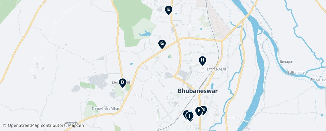 Map of Iconic Temples of Bhubaneswar