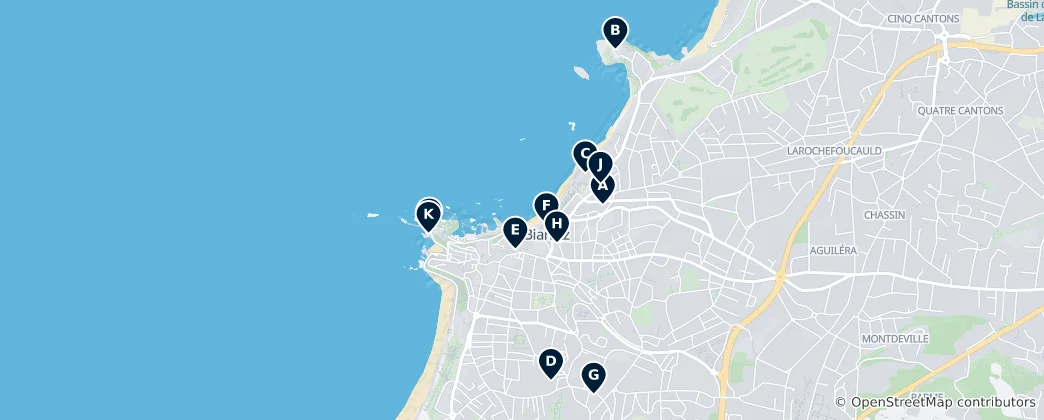 Karte von Historische Stätten in Biarritz
