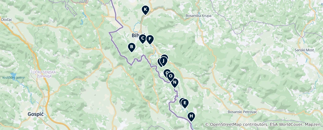 Map of Campsites and Shelters
