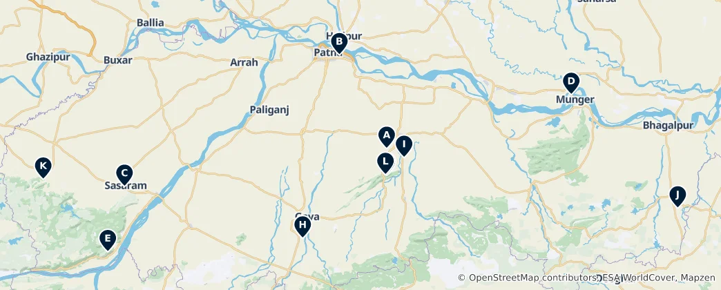 Kaart van Bihār's Unmissable Heritage