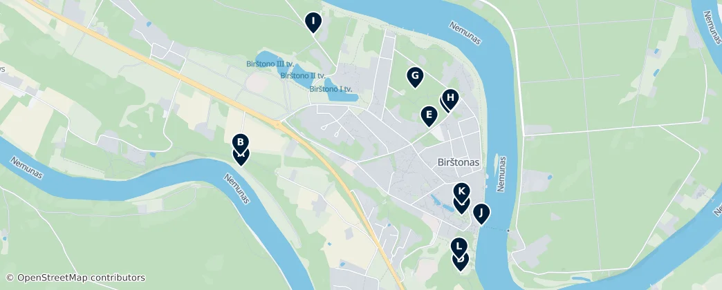 Mapa de Birštonas Municipality Unmissables