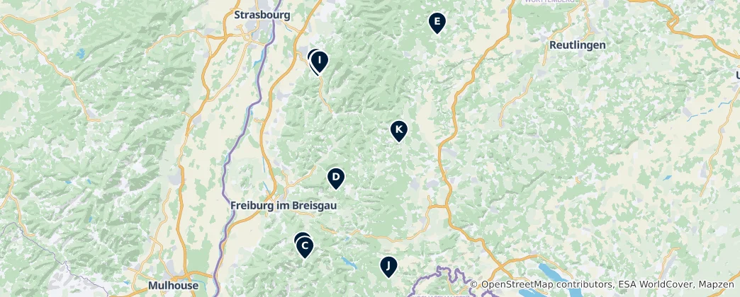 Mapa Black Forest Must-Sees