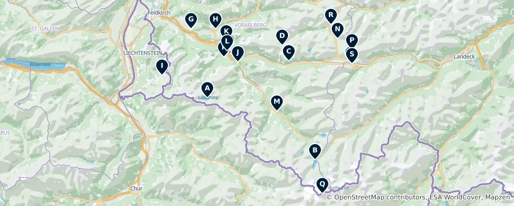 Mapa Bludenz Must-Sees