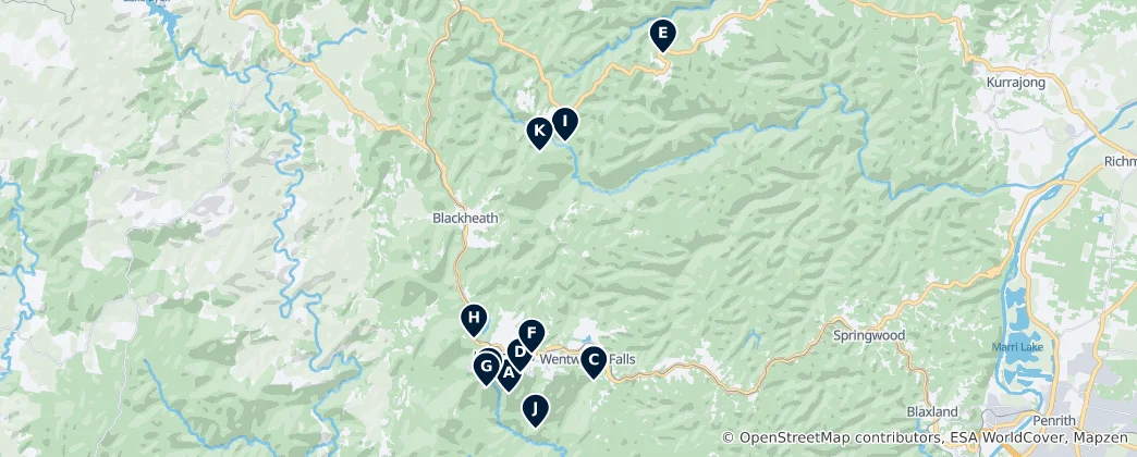 Mapa Blue Mountains National Park Essentials