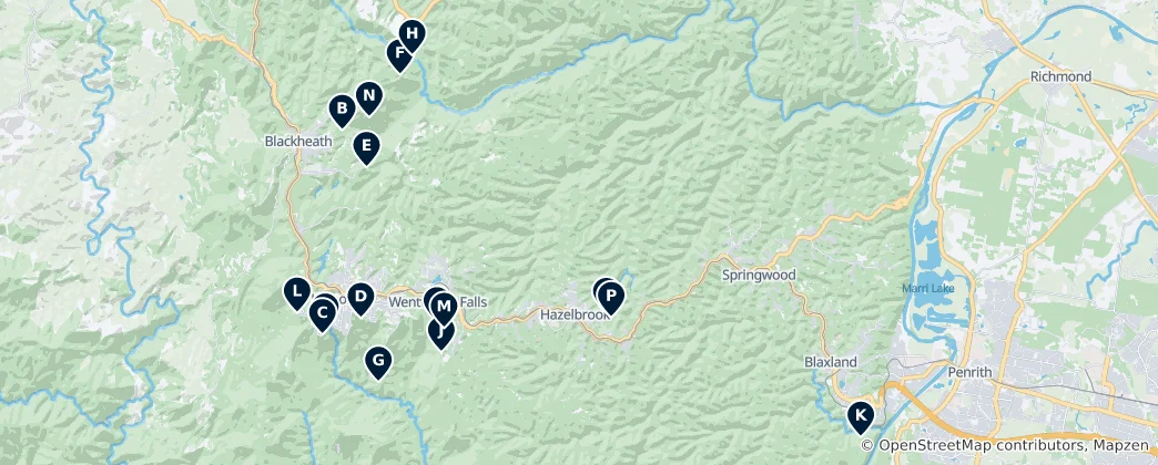 Mapa Blue Mountains Vistas