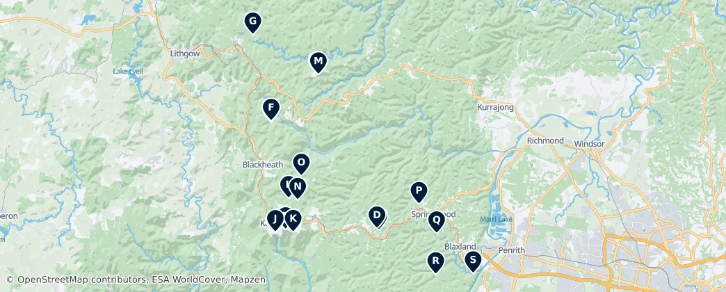 Map of Spectacular Waterfalls