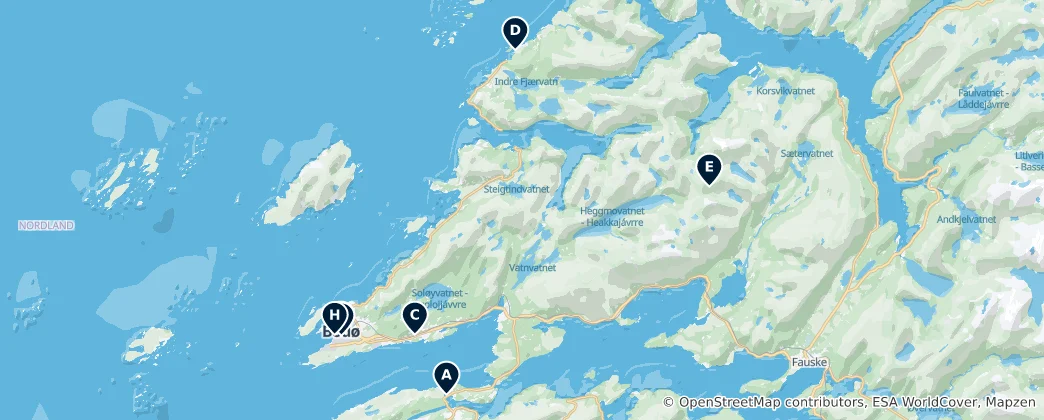 Mapa Bodø nor's Essential Wonders