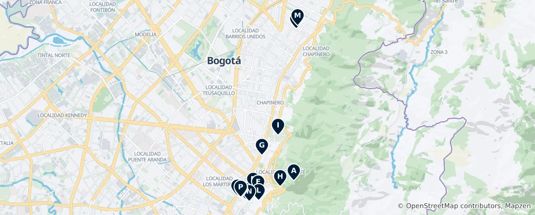 Map of Bogotá, D.c. Unmissables