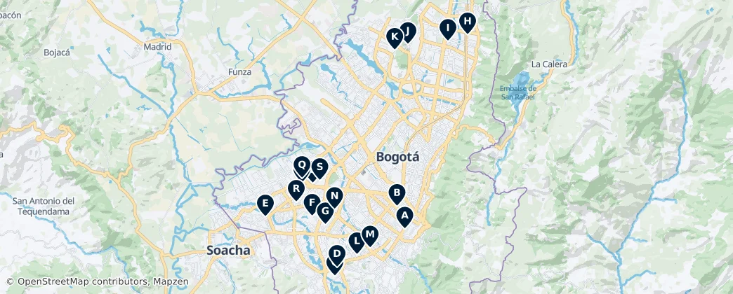 Map of Bogota Markets and Food Halls