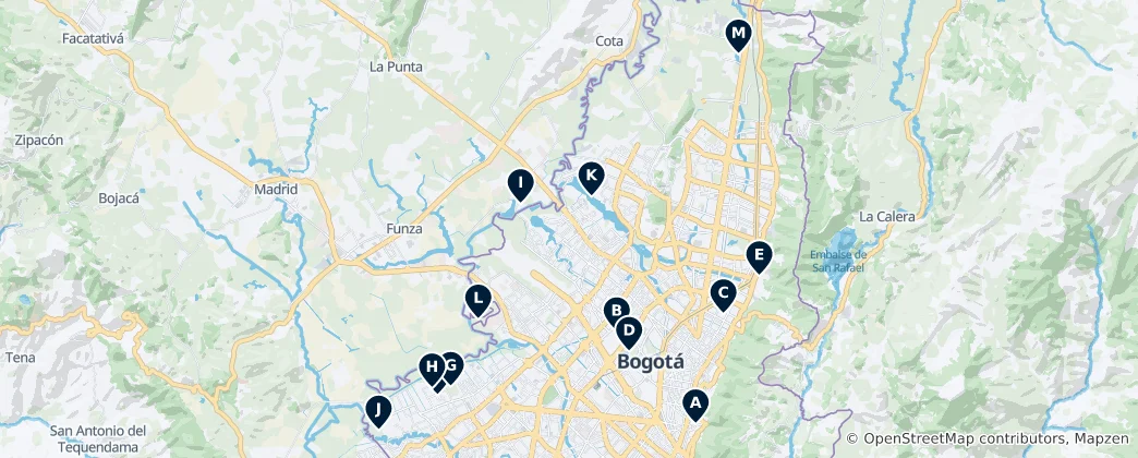 Map of Bogotá Parks and Wetlands