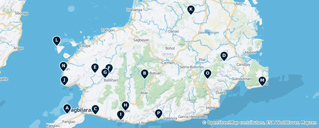 Mappa di Bohol's Natural and Historical Wonders