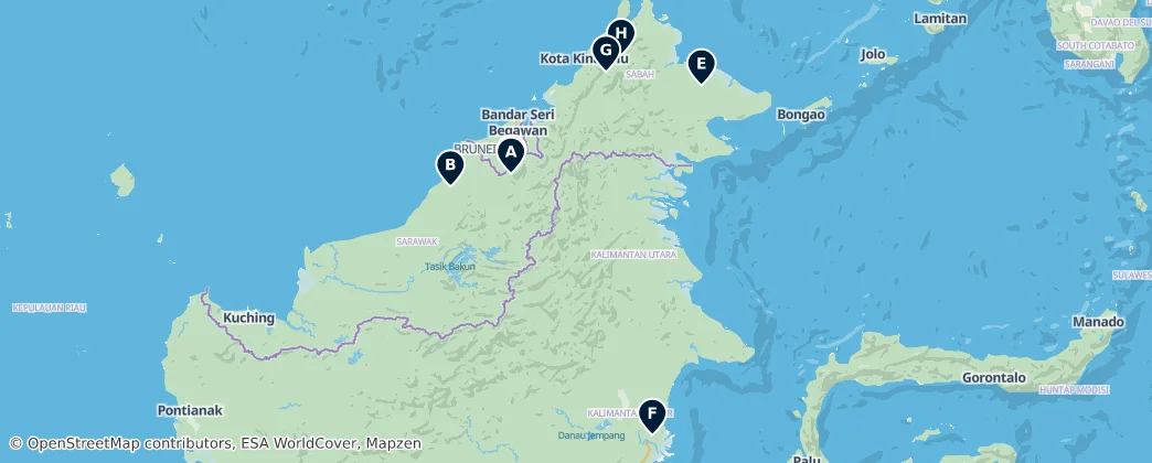 Borneo Caves and Waterfalls — Mapa