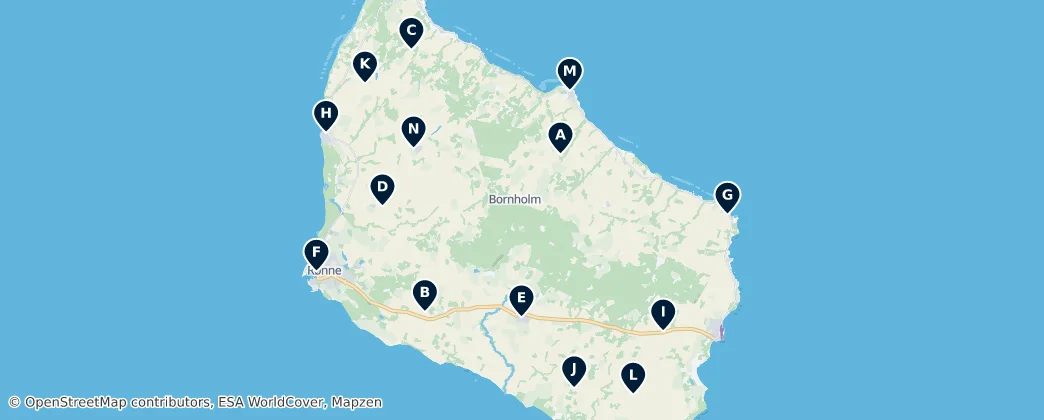 Térkép: Historic Churches of Bornholm