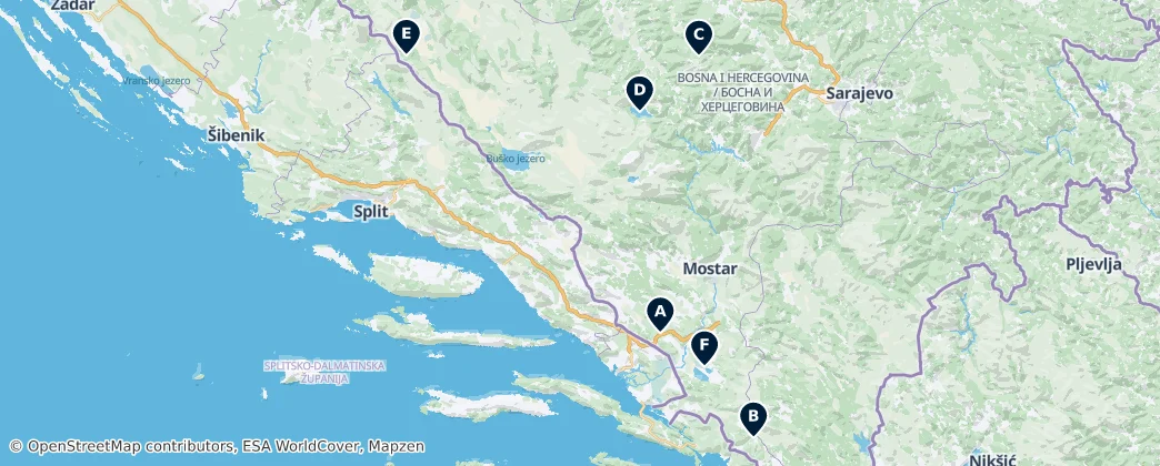 Carte de Natural Wonders of Bosnia and Herzegovina