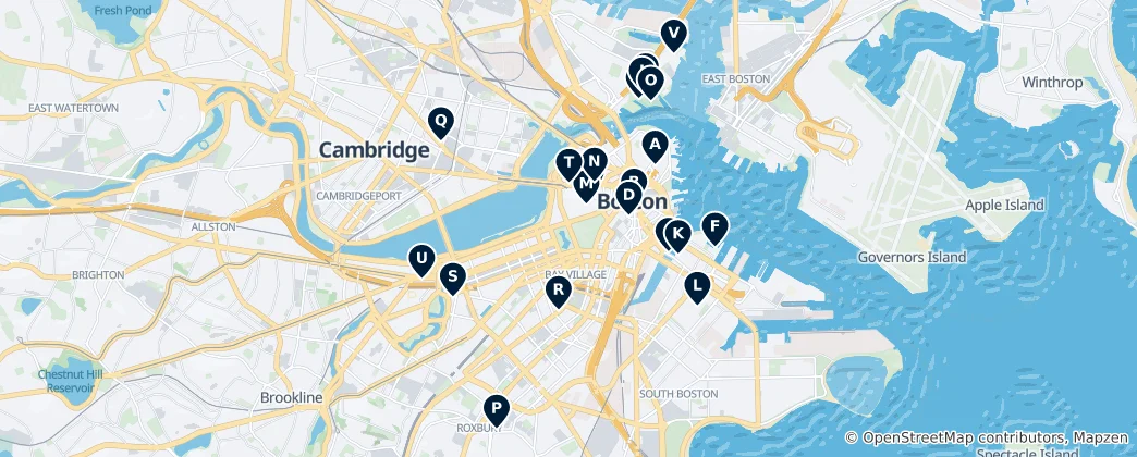 Karte von Boston's Museums & Art Centers