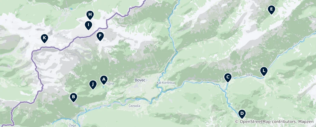 Mappa di Waterfalls and Caves