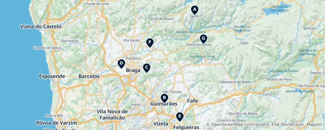 Hidden Gems of Braga District 지도