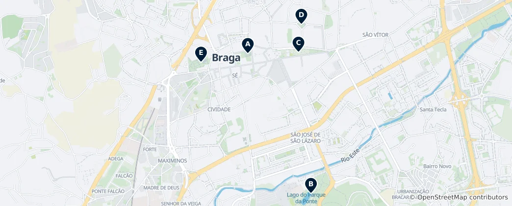 Mappa di Braga's Parks and Gardens