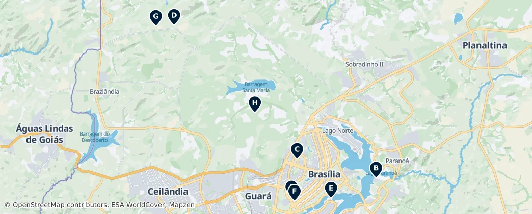 Map of Hidden Gems of Brasília