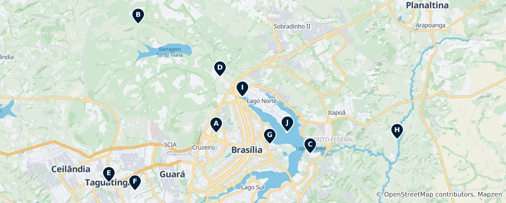 Karte von Parks & Recreation in Brasília