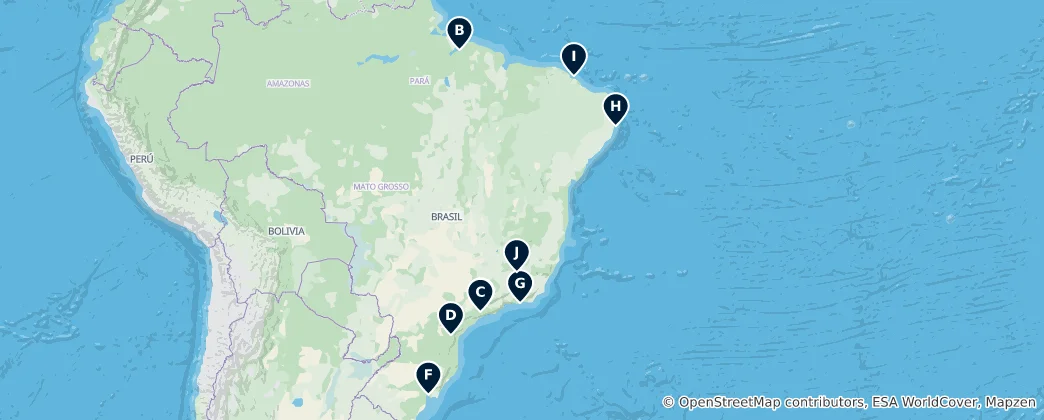 Map of Vibrant Brazilian Markets