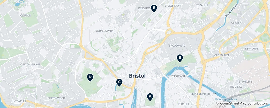 Mapa de Bristol Parks and Gardens