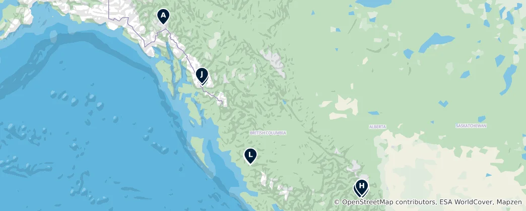 Map of Glaciers & Hot Springs