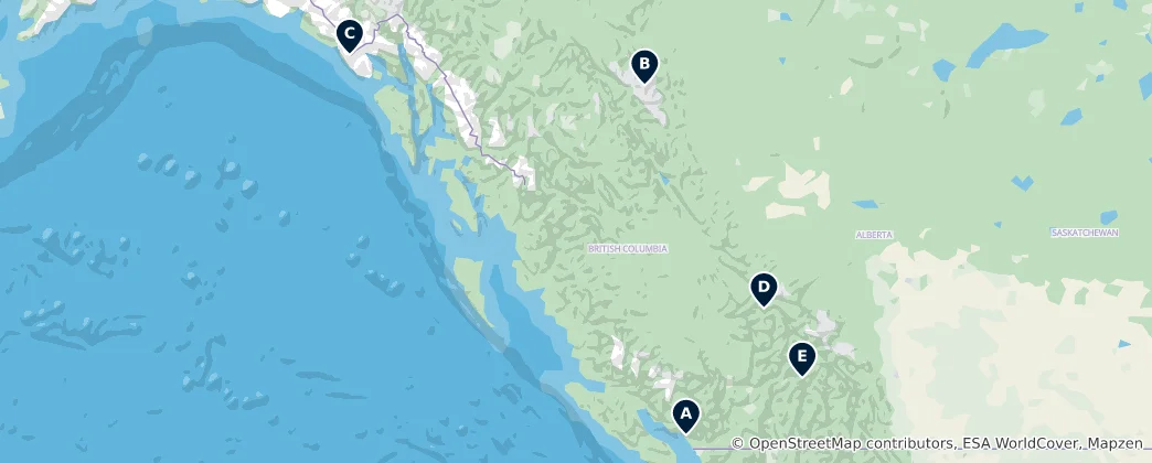 Map of Majestic Peaks & Mountains