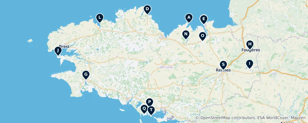 Map of Historic Heritage of Brittany
