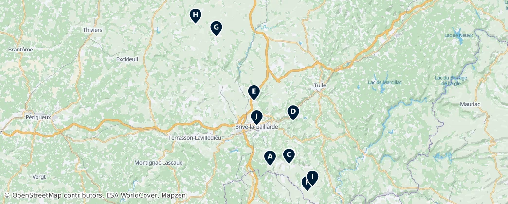 Map of Arrondissement de Brive-la-Gaillarde Essentials