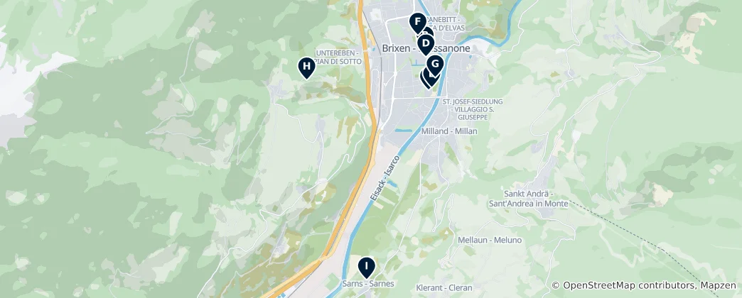Mapa Religious Sites in Brixen