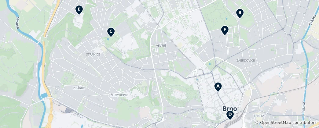 Map of Hidden Gems of Brno