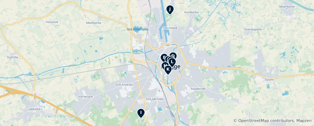 Mapa Bruges Heritage Highlights