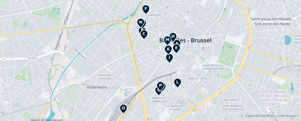 Map of Brussels Comic Book Route