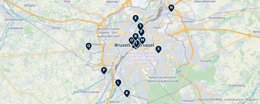 Map of Brussels Places of Worship