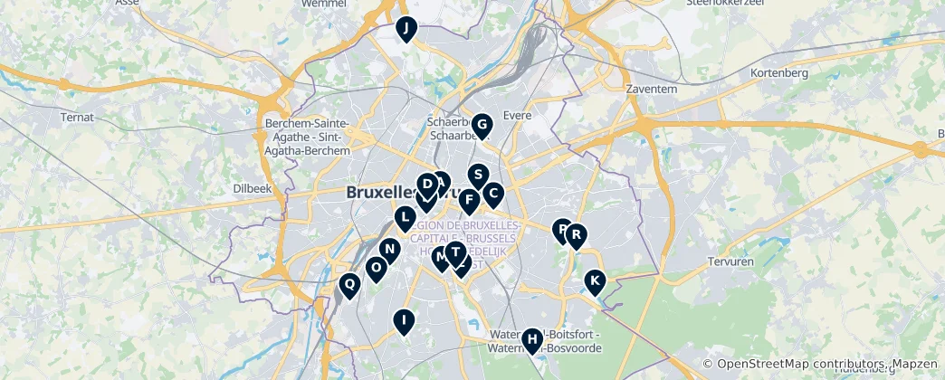 Map of Parks and Gardens in Brussels