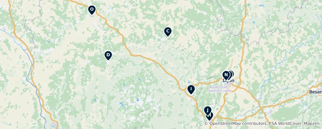 Map of Burgundy Heritage Sites