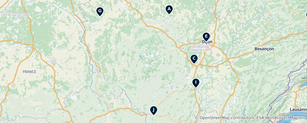 Mapa Burgundy Museums and Art