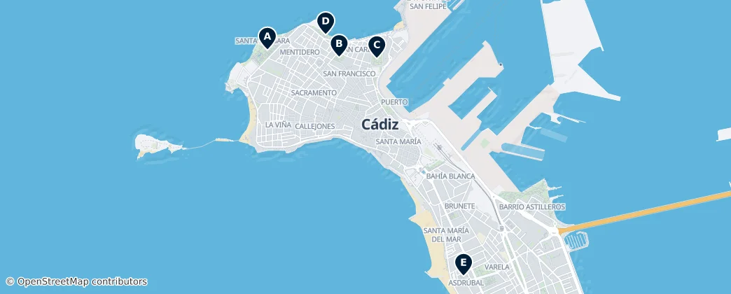 Map of Parks and Gardens of Cádiz