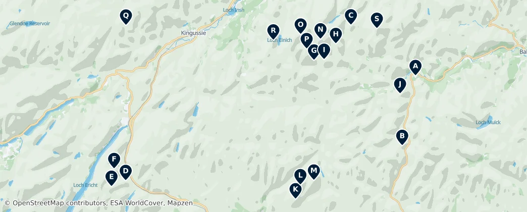 Map of Scottish Mountain Peaks