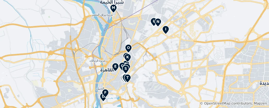 Mapa Historic Buildings and Monuments of Cairo
