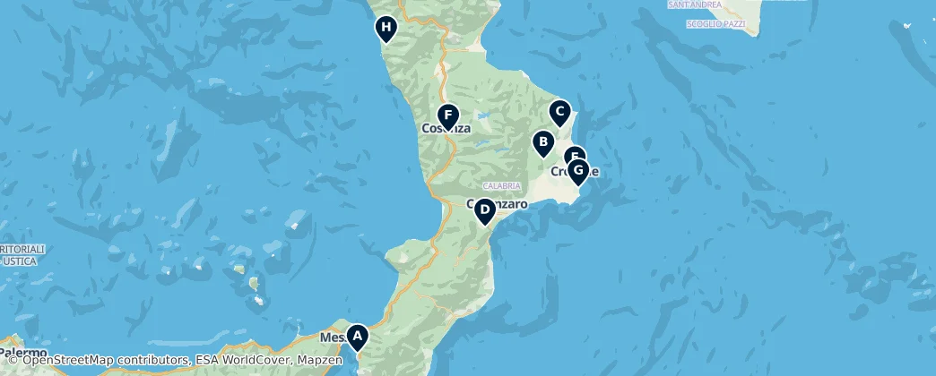 Karte von Must-See Landmarks in Calabria