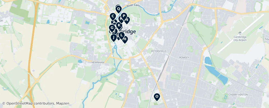 Map of University of Cambridge Colleges